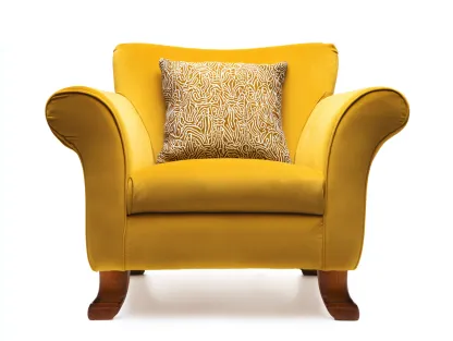 Sillón de tela tapizado 95x90x92 cm - Amarillo - Estilo contemporáneo-Casauphaus