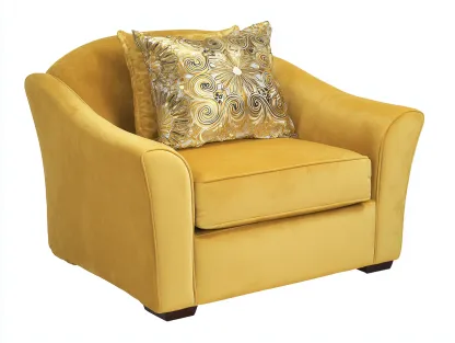 Sillón de tela 88x90x85 cm - amarillo mostaza - diseño moderno para salón-Casauphaus