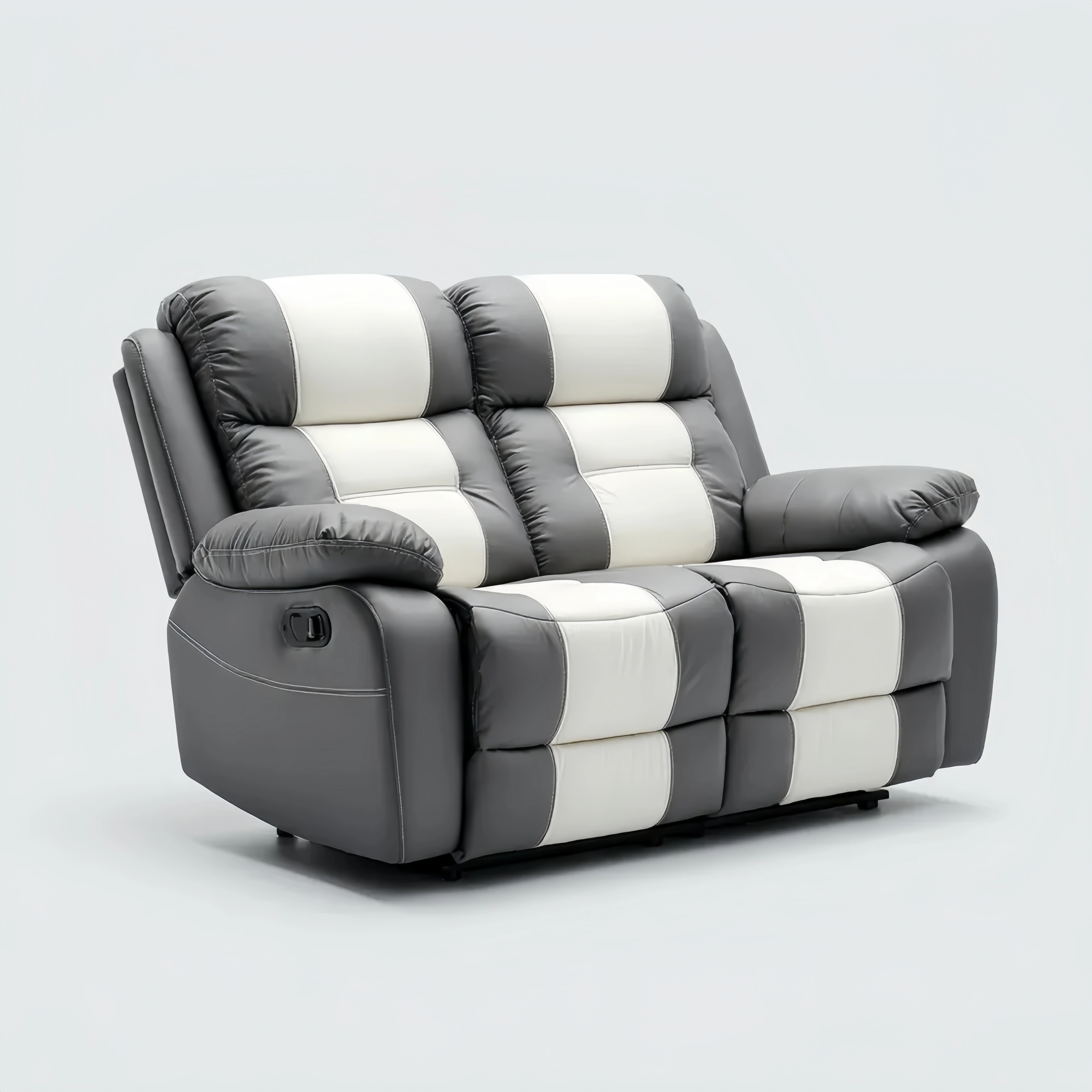 2-Sitzer-Sofa Kunstleder 140x95x100 cm - Grau/Weiß - Modernes Design