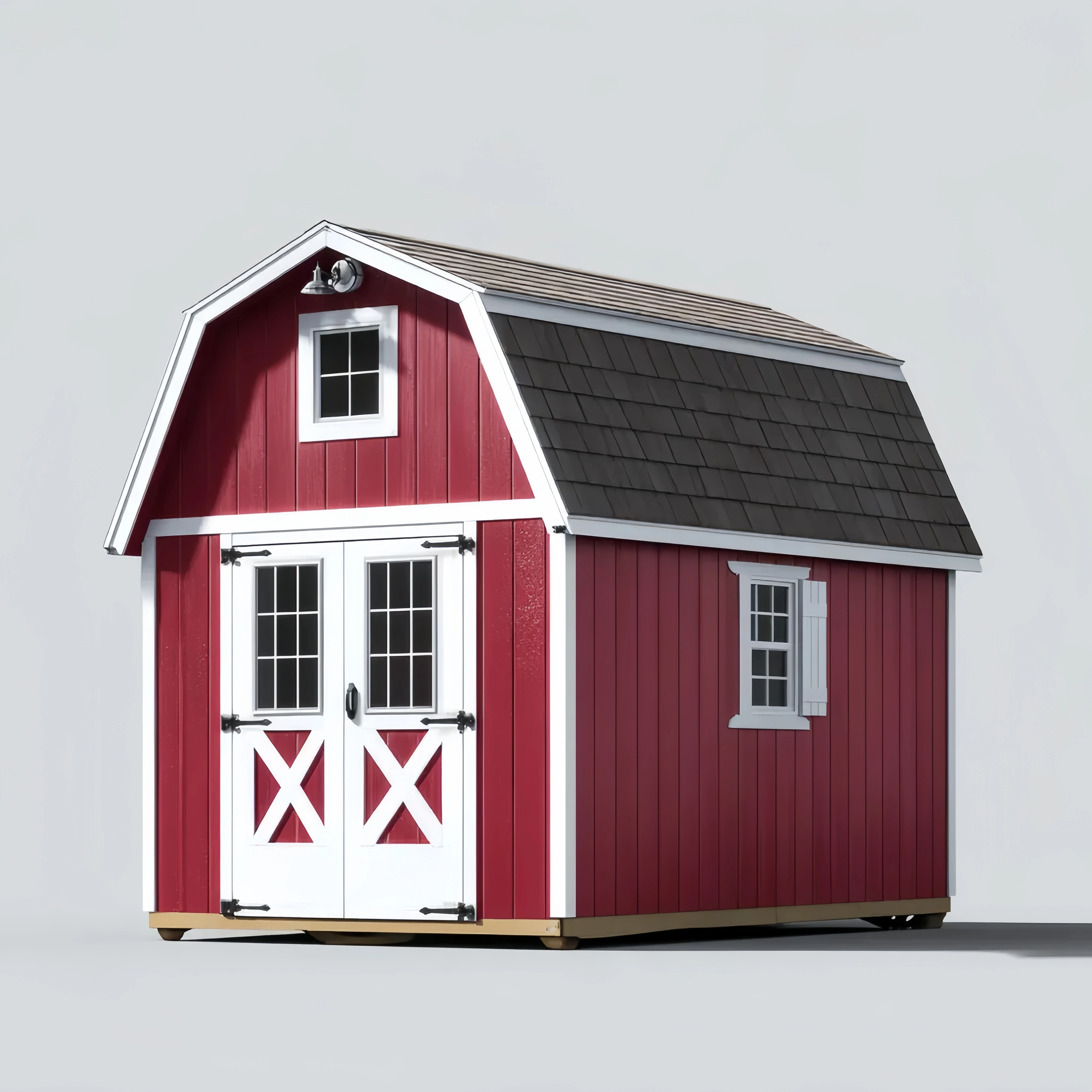 Geräteschuppen Holz 240x300x360 cm Rot-Weiß - Ländlicher Stil