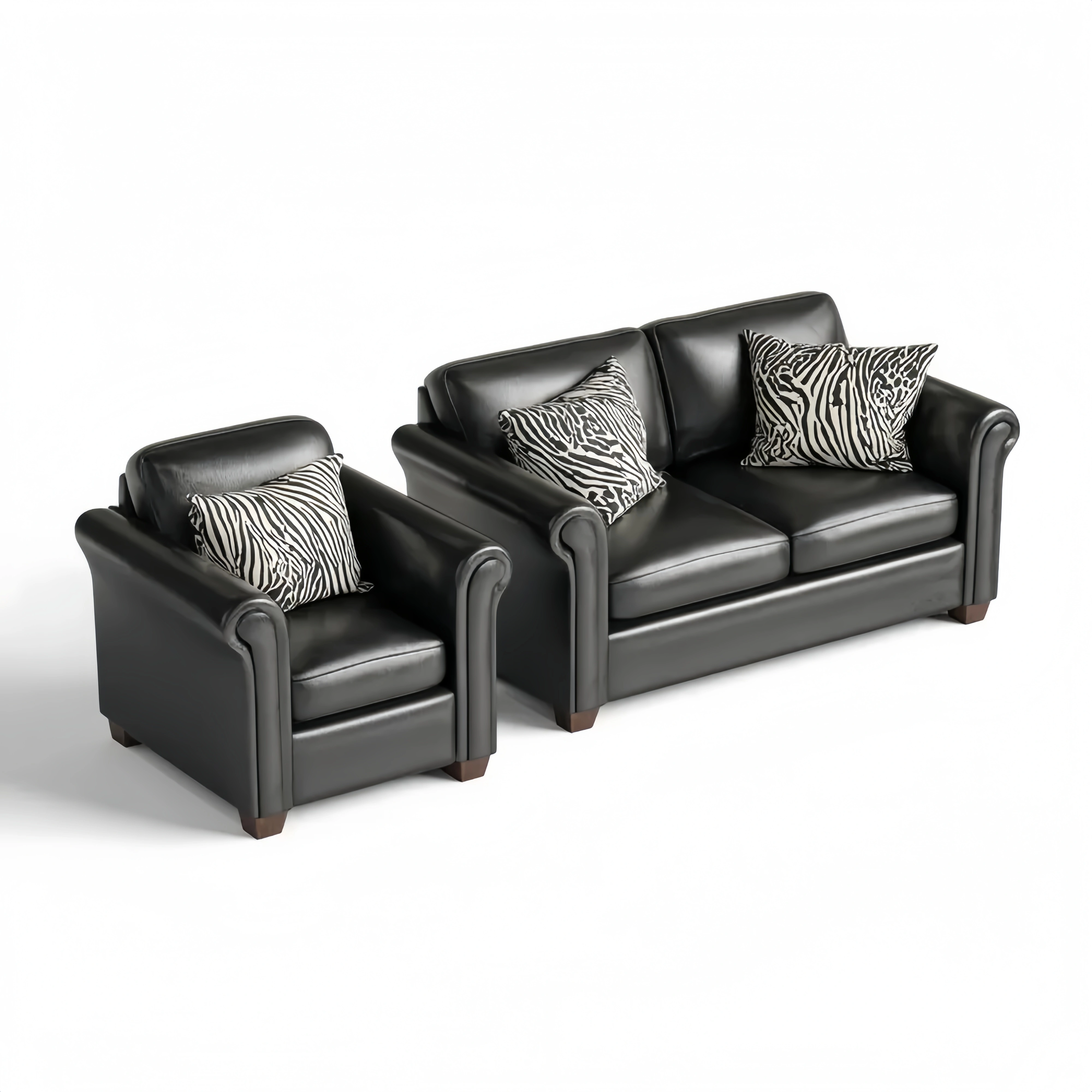 Sofa-Set Kunstleder 180x90x80 cm – Schwarz – Klassisches Design