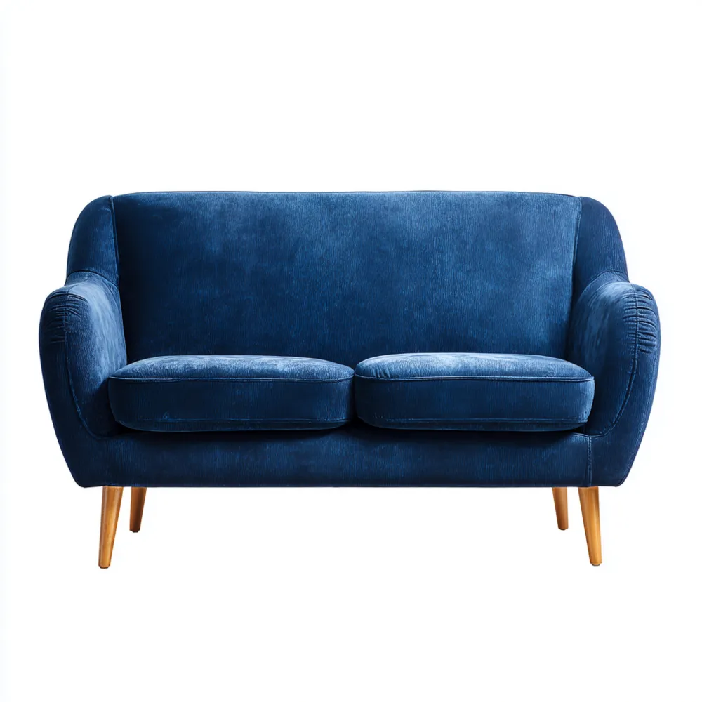 2-Sitzer-Sofa Samt 150x80x85 cm – Blau – Skandinavisches Design