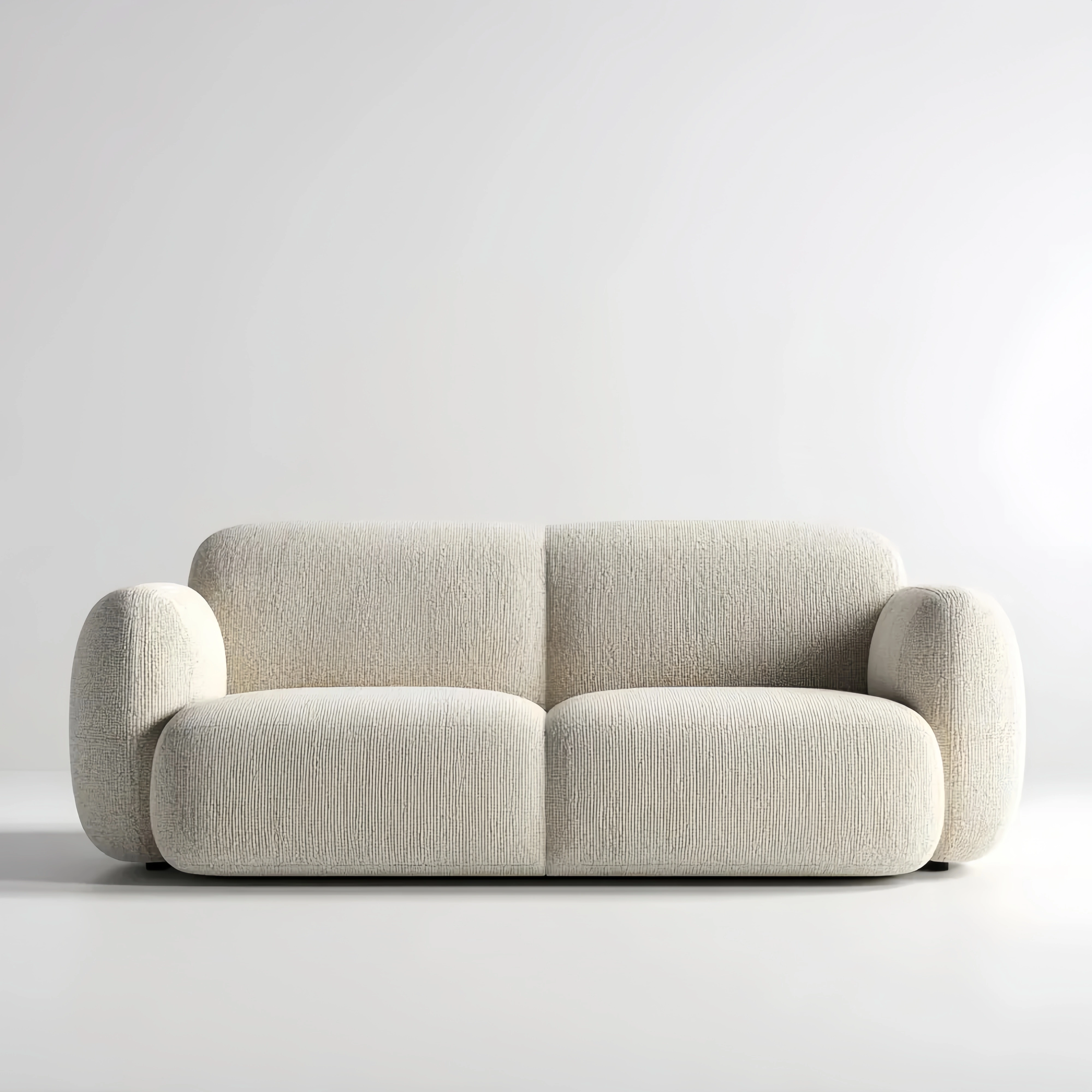 2-Sitzer-Sofa Bouclé Stoff 200x95x85 cm – Creme – Modernes Design