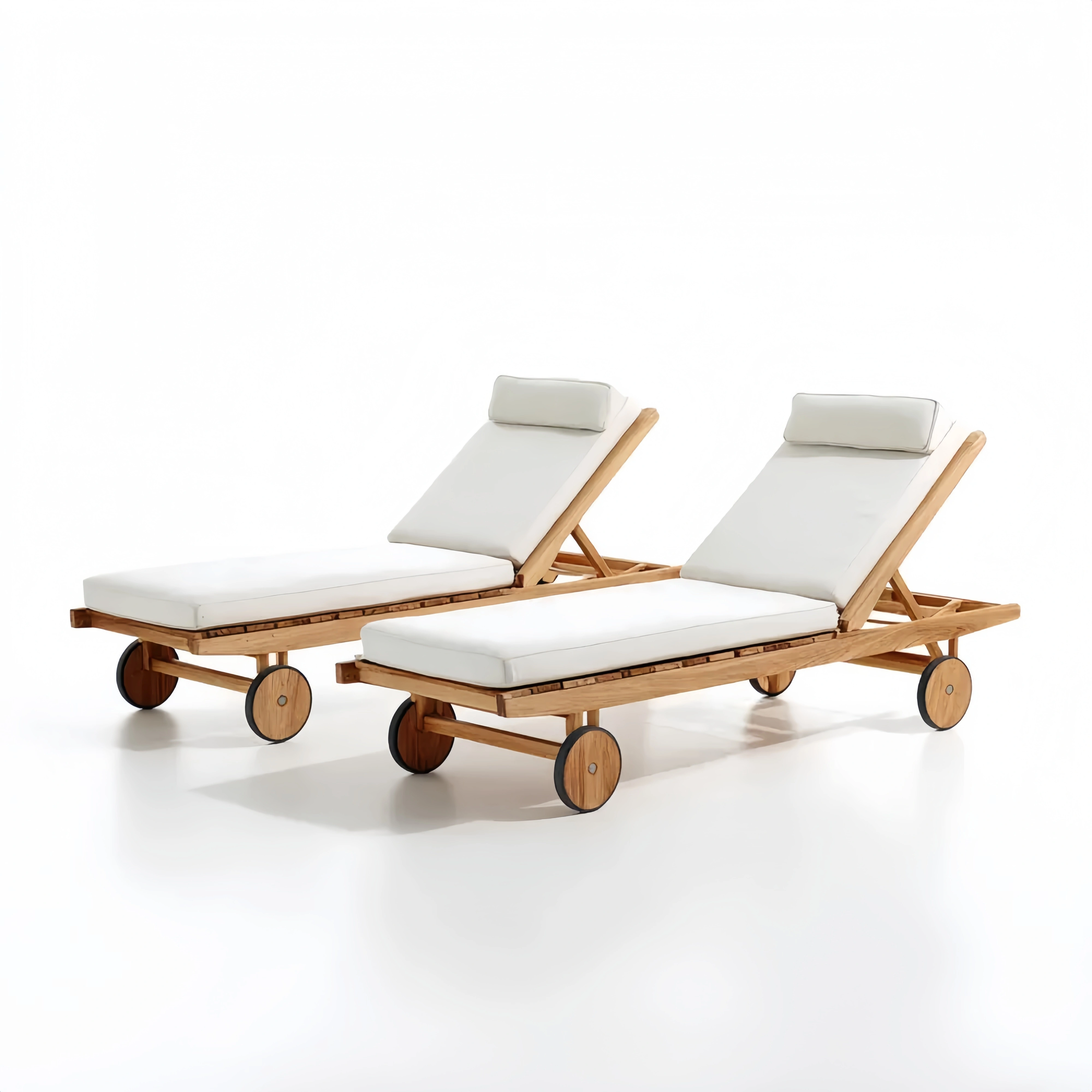 Gartenliege Set aus Holz 200x65x40 cm – Weiß – Verstellbare Rückenlehne