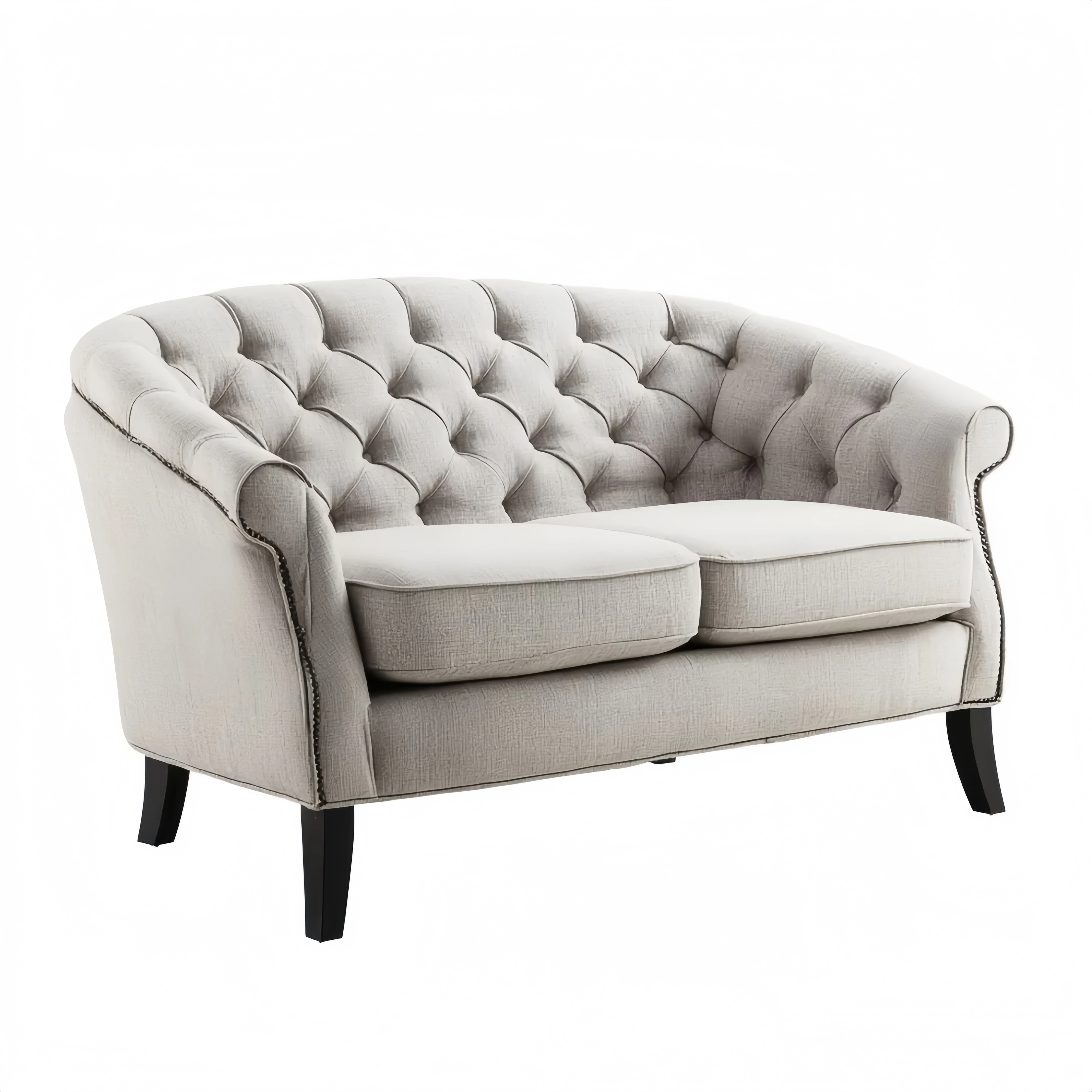 2-Sitzer-Sofa - Leinen - 160x85x75 cm - Hellgrau - Klassisches Design