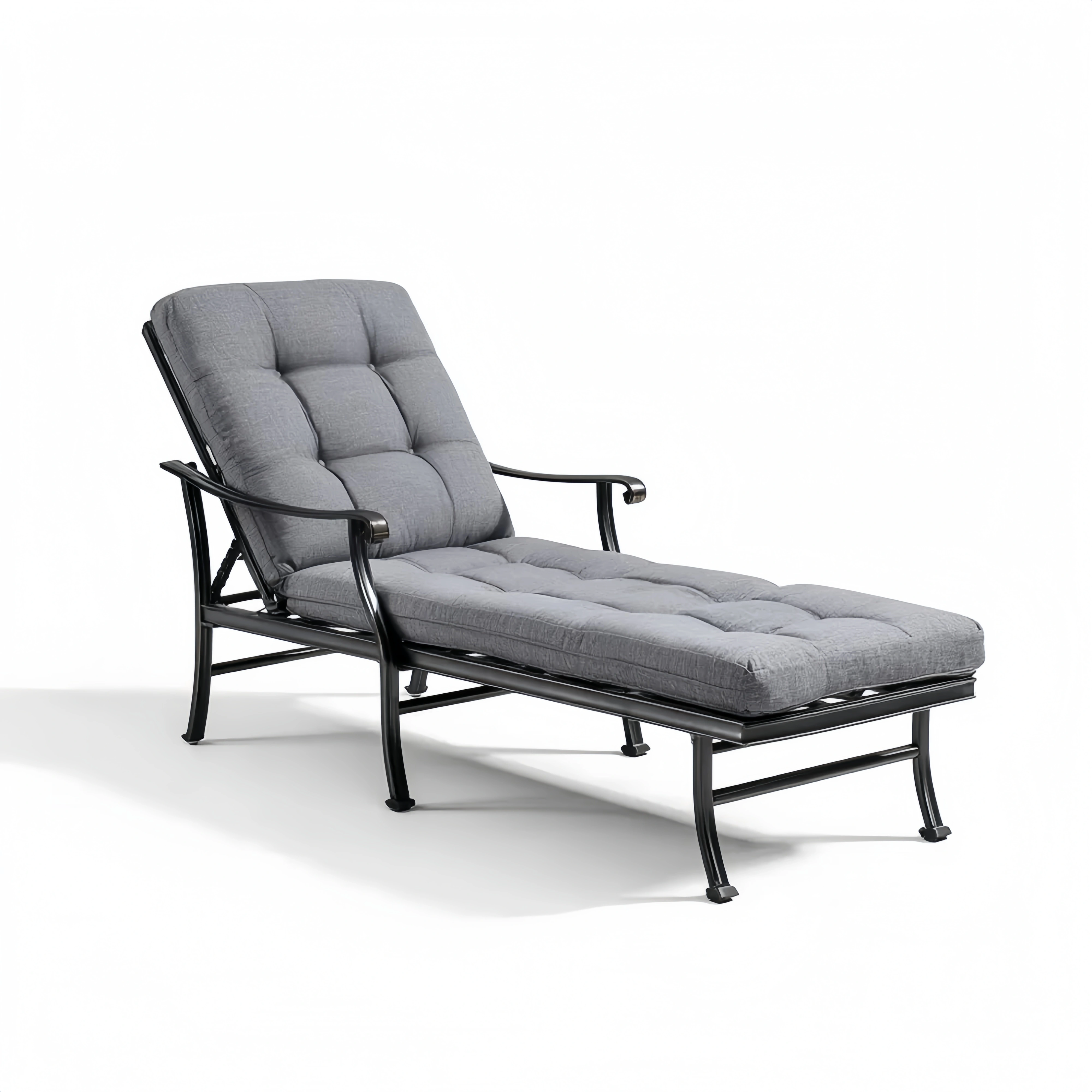 Gartenliege Metallrahmen 200x75x40 cm - Grau - Verstellbare Rückenlehne