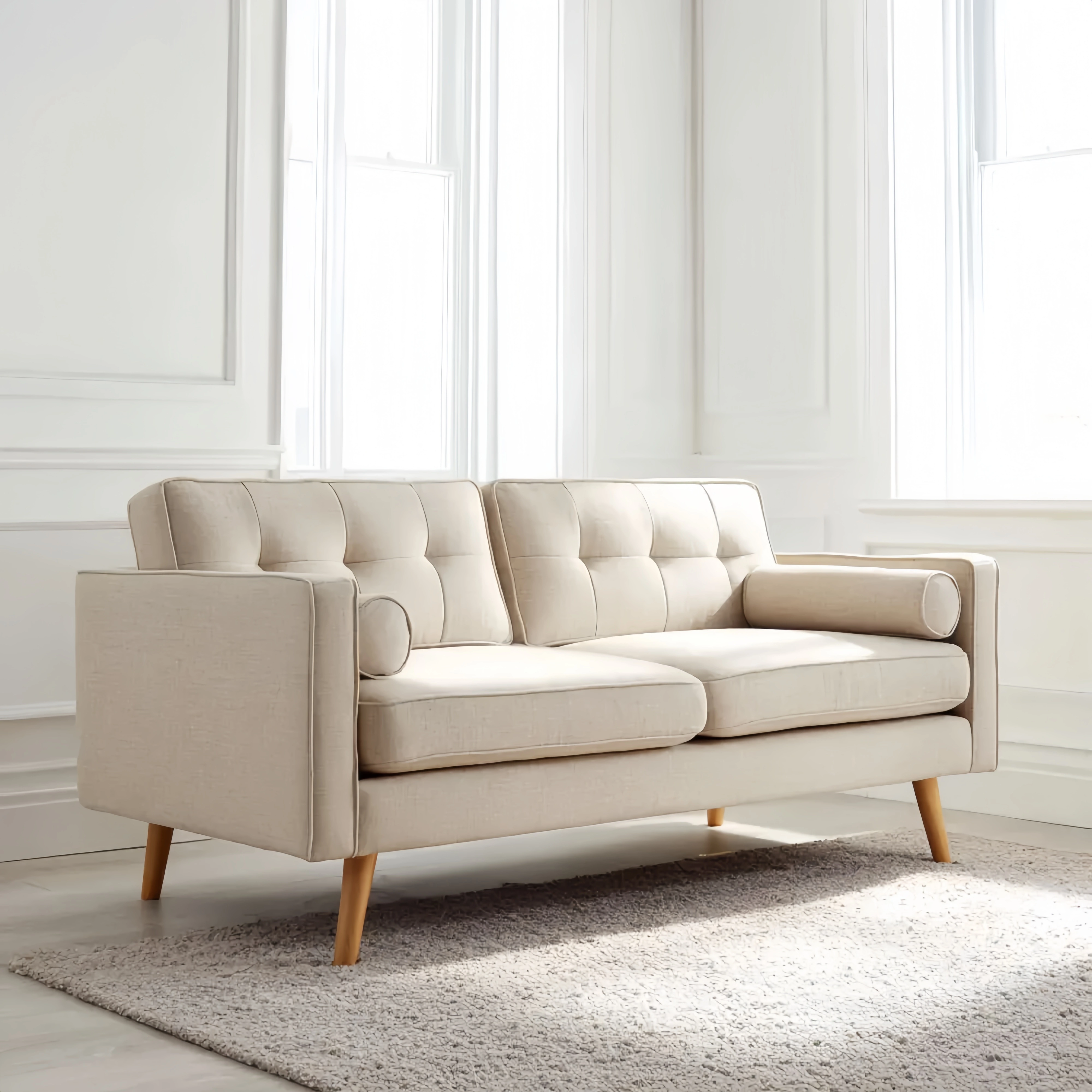 2-Sitzer-Sofa Stoff 150x85x75 cm – Creme – Skandinavisches Design