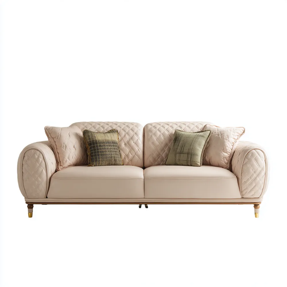 3-Sitzer-Sofa Stoffpolster 210x90x85 cm – Hellbeige – Modernes Design