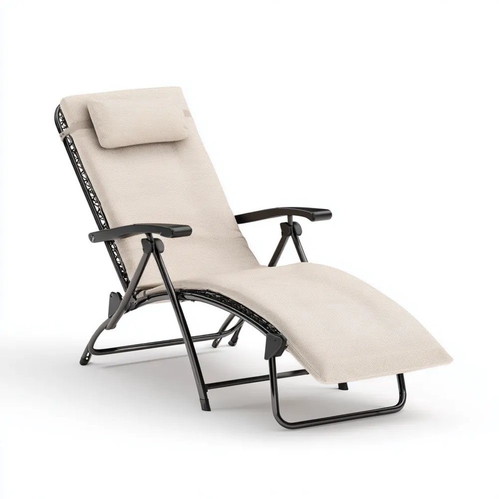 Verstellbare Sonnenliege 190x60x30 cm – Creme