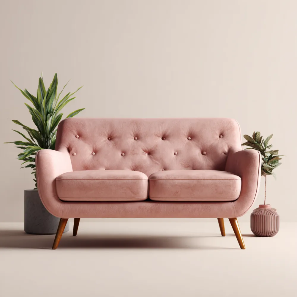 2-Sitzer-Sofa Samtstoff 150x85x80 cm - Rosa - Skandinavisches Design