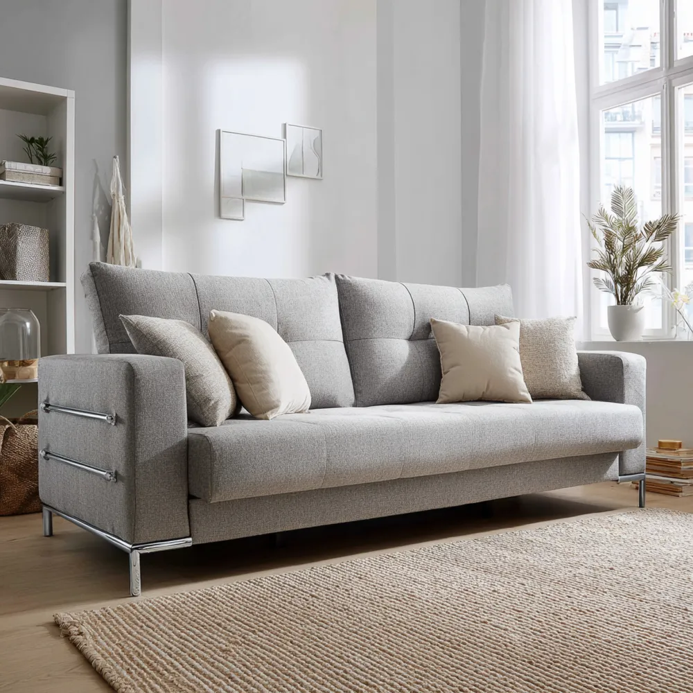 2-Sitzer-Sofa Stoff 200x90x85 cm – Hellgrau – Modernes Design