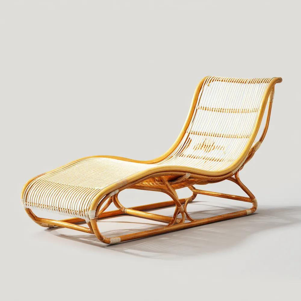 Gartenliege Rattan 180x65x75 cm - Natur - Komfortabel