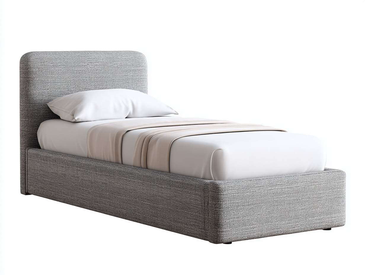 Letto singolo imbottito in tessuto 200x90x100 cm - grigio - stile moderno-Oakupio