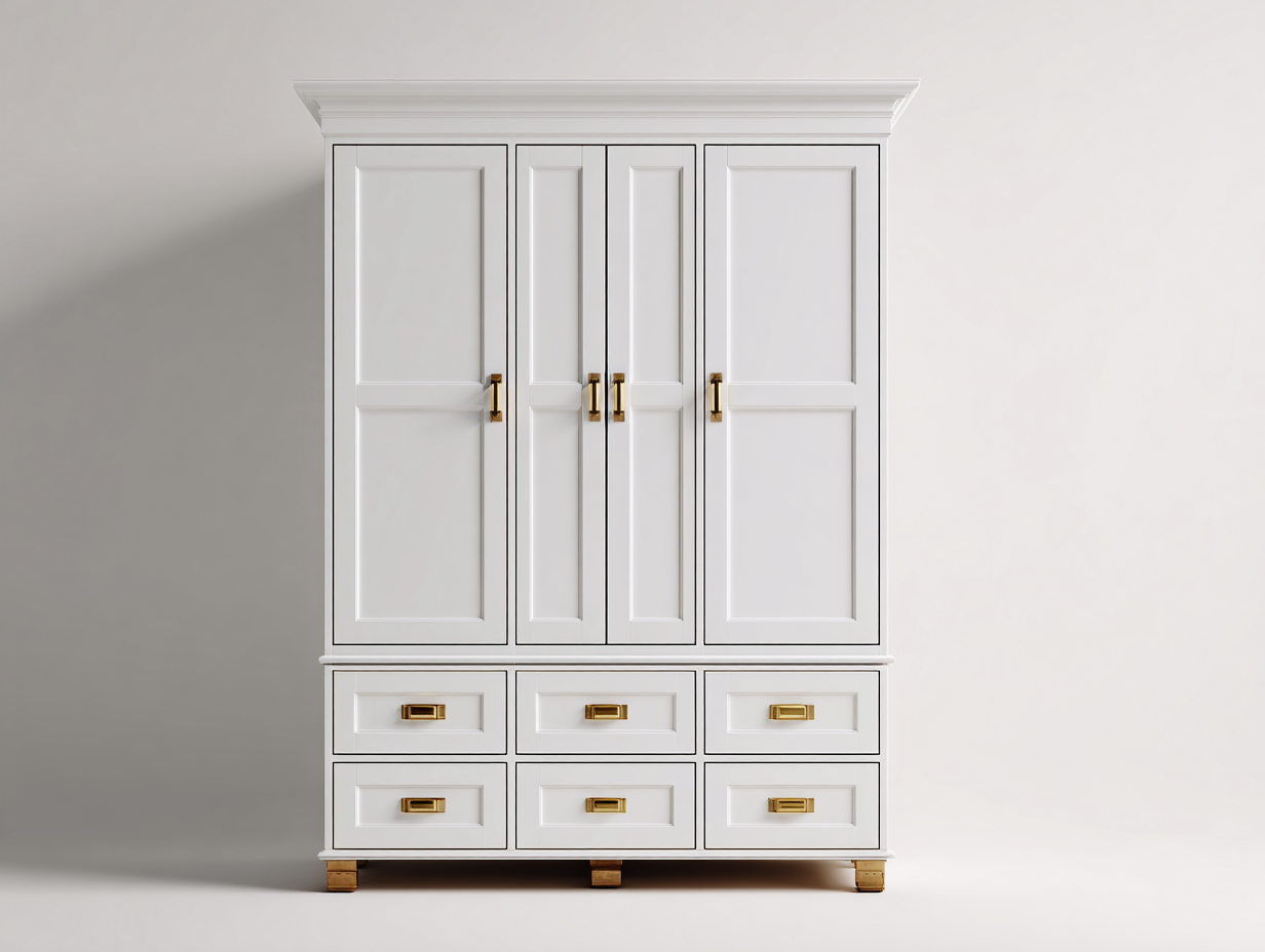 Armadio in stile classico con ante battenti 180x60x220 cm - bianco - per camera da letto-Oakupio