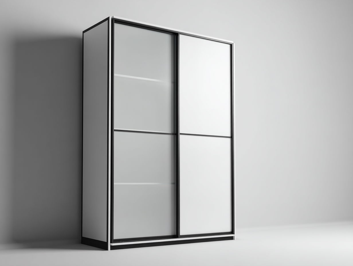 Armadio con ante scorrevoli in vetro 200x60x210 cm - bianco-grigio - design moderno - per camera da letto-Oakupio