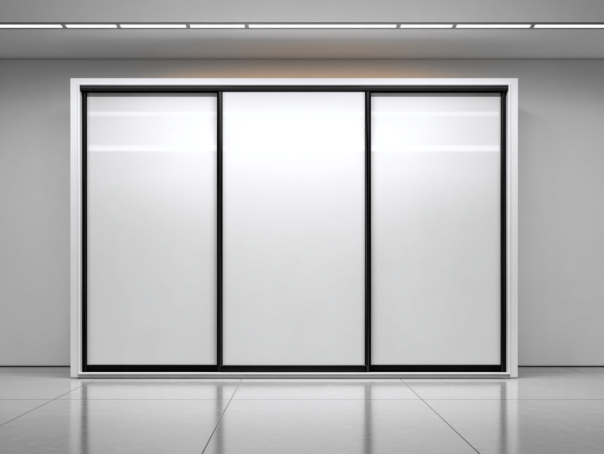 Armadio con ante scorrevoli in vetro 240x60x220 cm - bianco-nero - design moderno per camera da letto-Oakupio