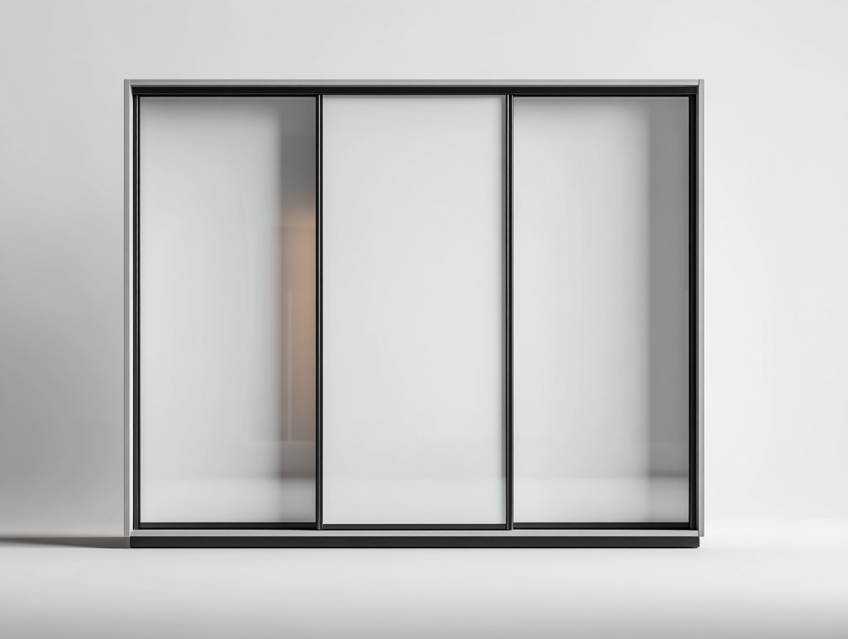 Armadio in vetro temperato e metallo 240x60x220 cm - nero - design moderno per camera da letto-Oakupio