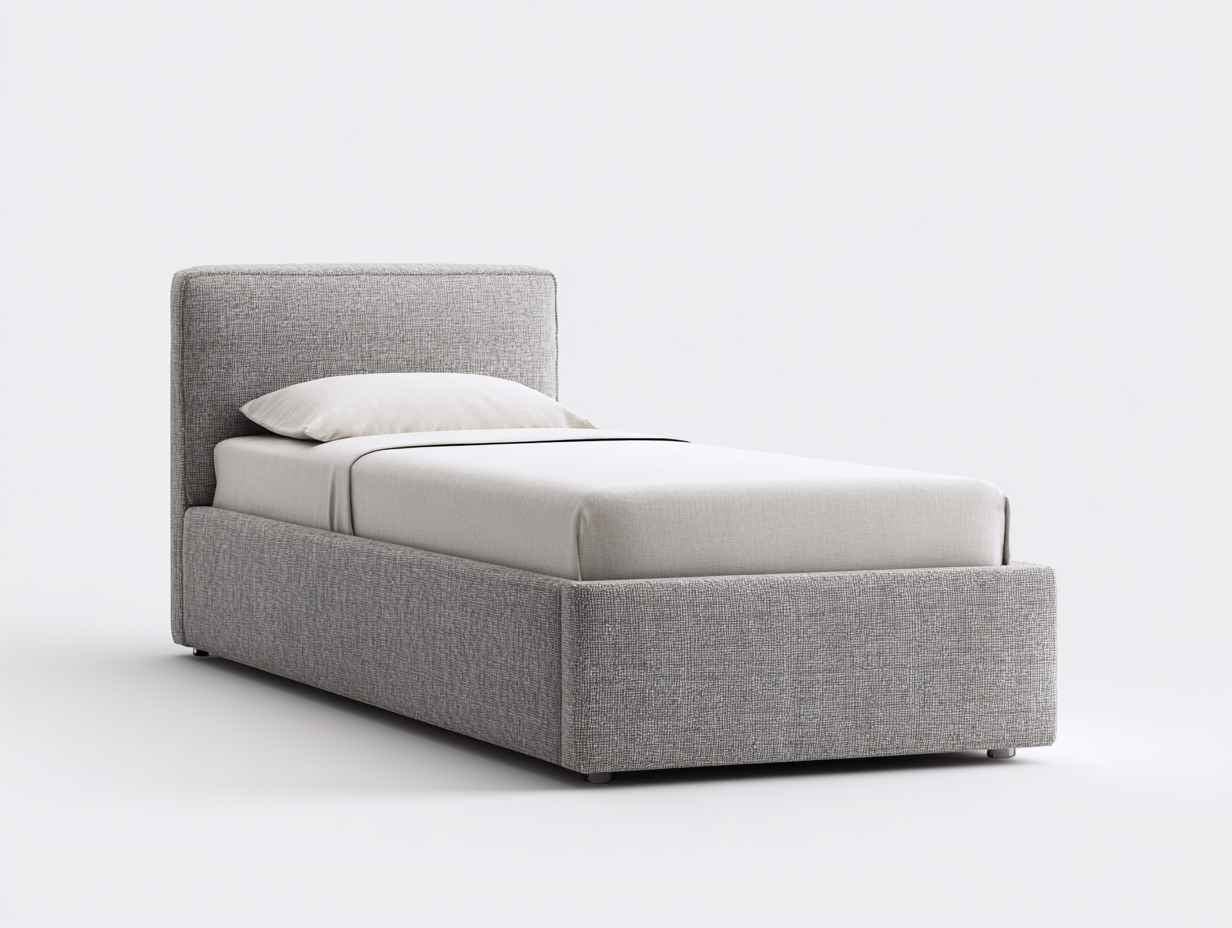 Letto singolo imbottito in tessuto 200x95x105 cm - grigio chiaro - stile moderno per camera da letto-Oakupio