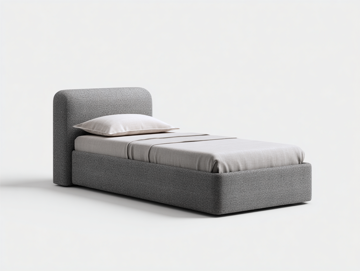 Letto singolo imbottito in tessuto 200x90x100 cm - grigio - design moderno - per camera da letto-Oakupio