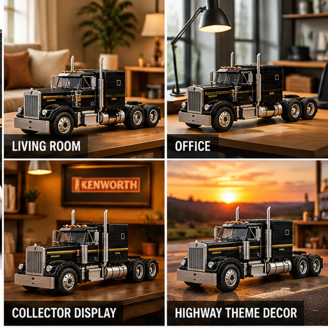 Kenworth W900A collector building set gift box with black-and-gold vintage highway truck artwork