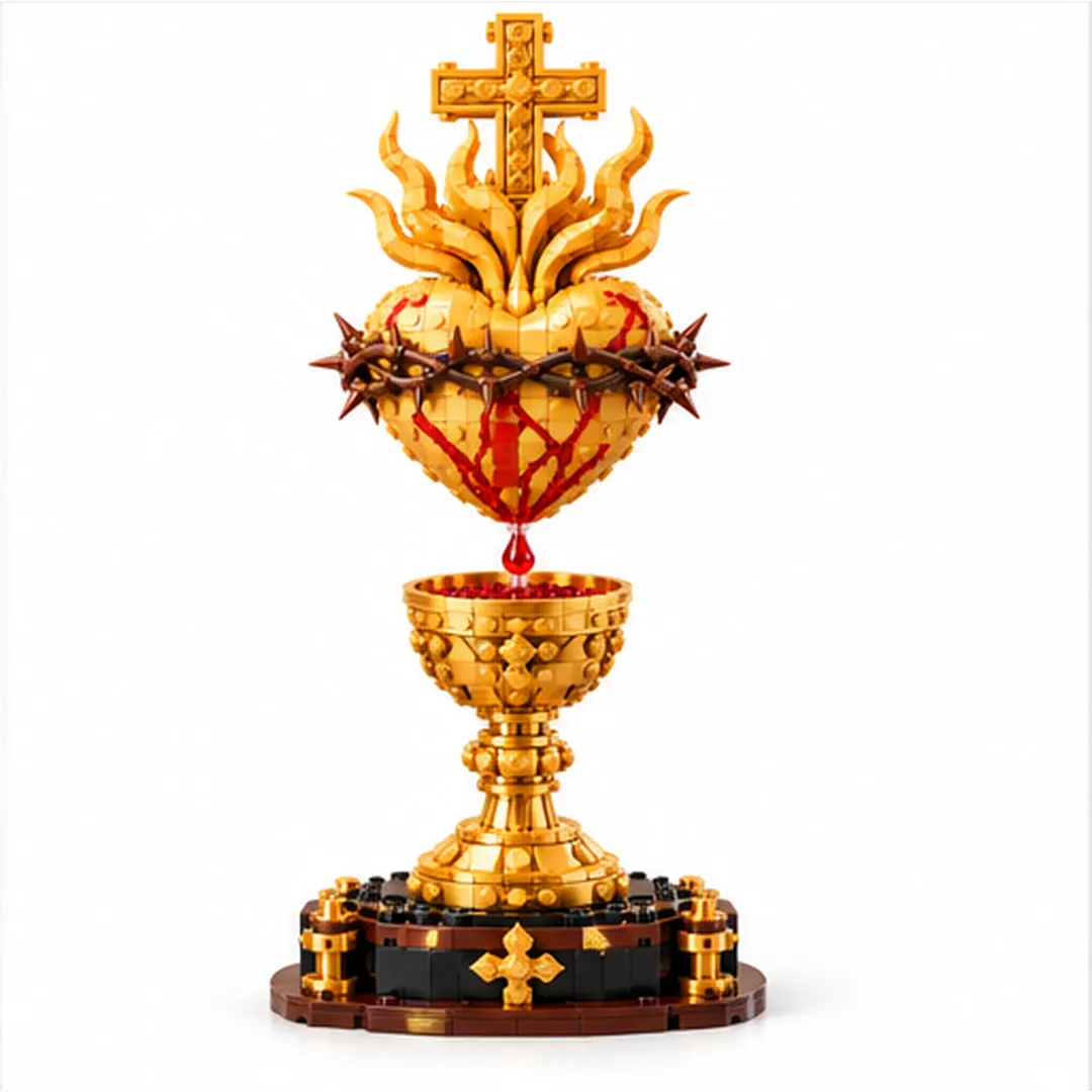 Sacred Heart and Holy Chalice Catholic faith display