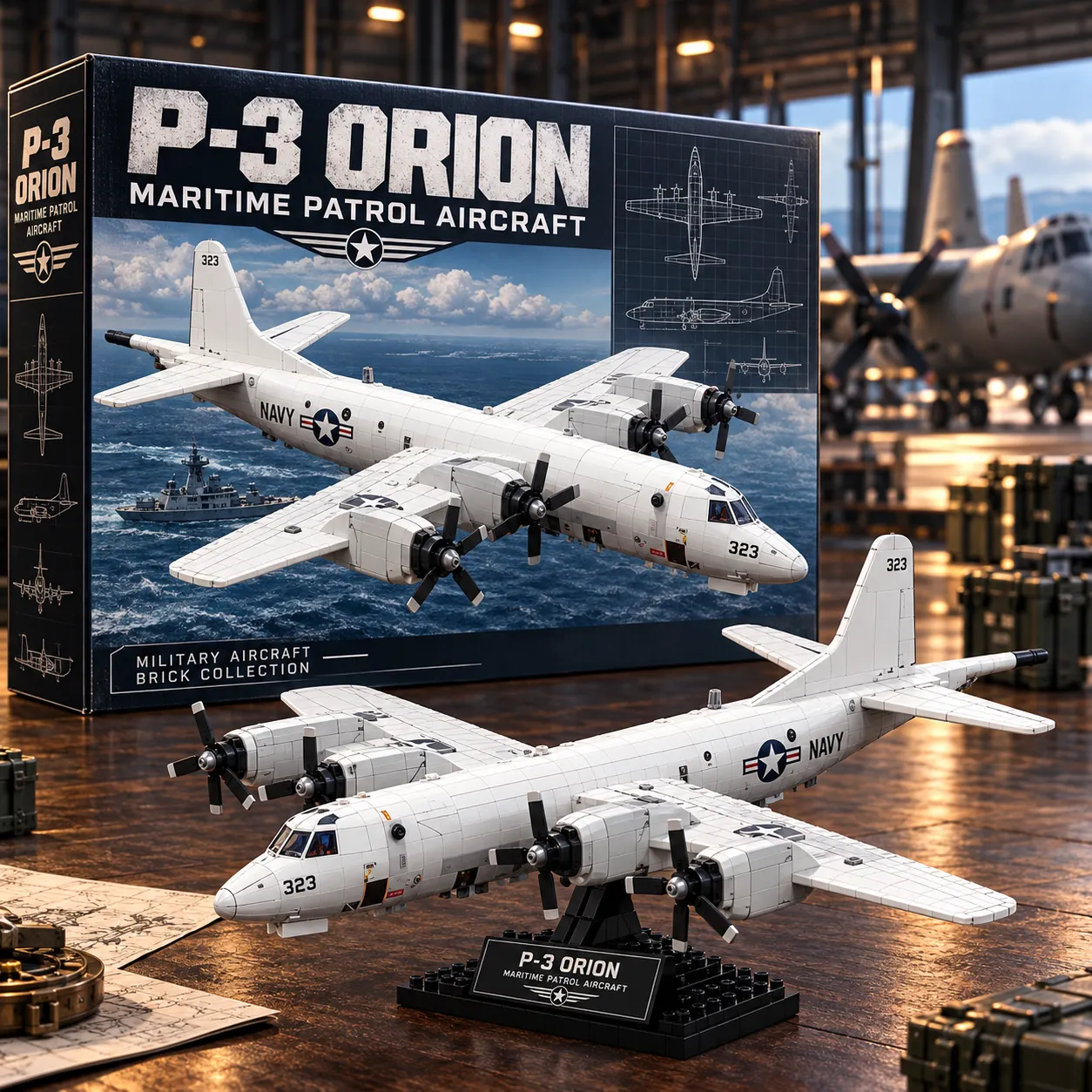 P-3 Orion four-engine maritime patrol aircraft brick building set