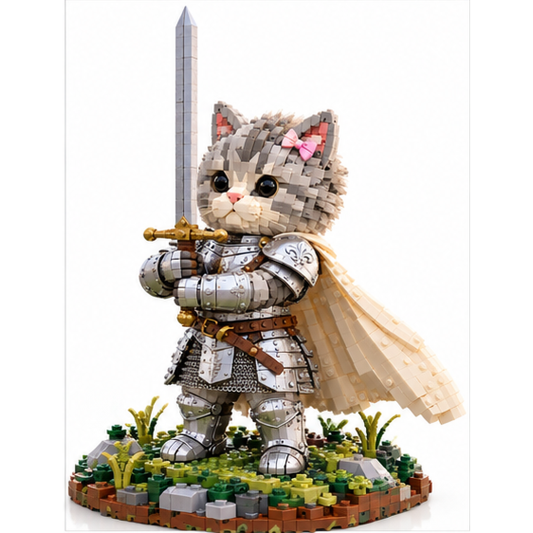 Lady Knight Cat armored fantasy display
