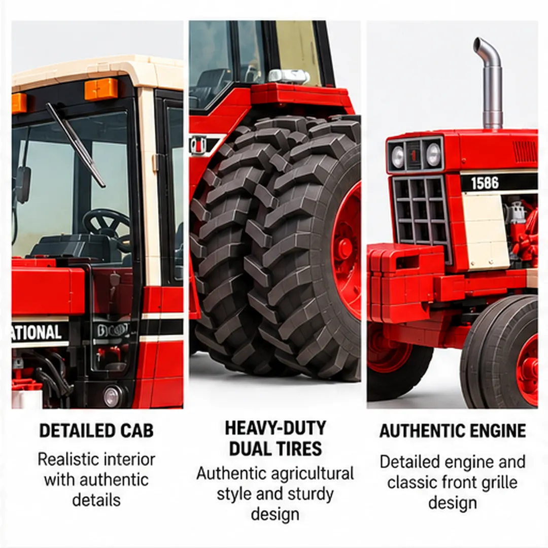 1586 tractor cab engine grille and dual rear tire details