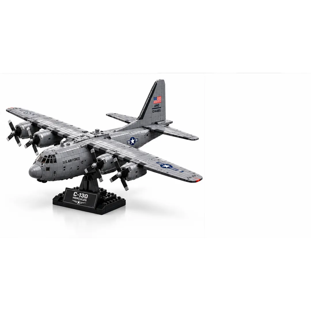 C-130 Hercules collector building set gift box with a smiling couple