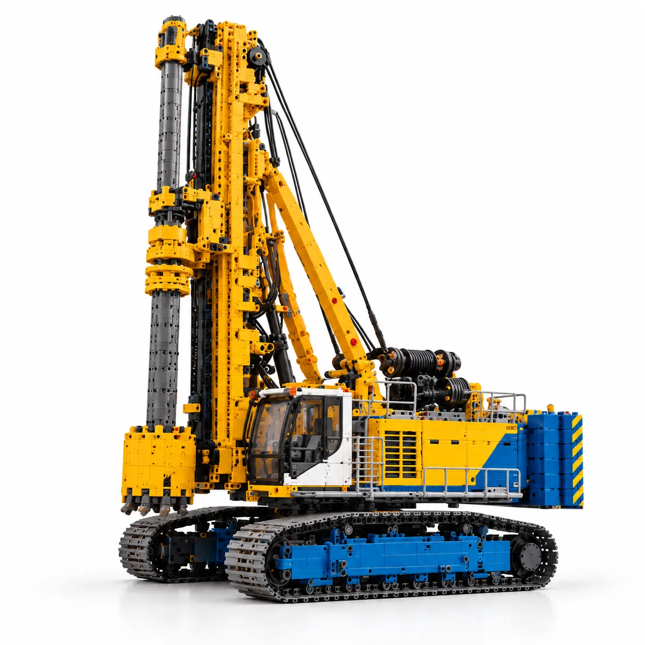Building a BG 40 rotary drilling rig brick model from the crawler base to the mast