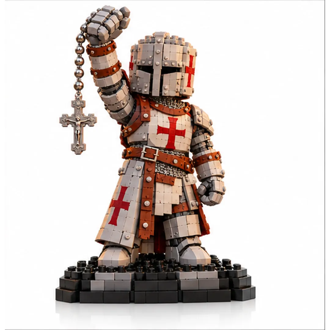 Completed Christian knight building block display