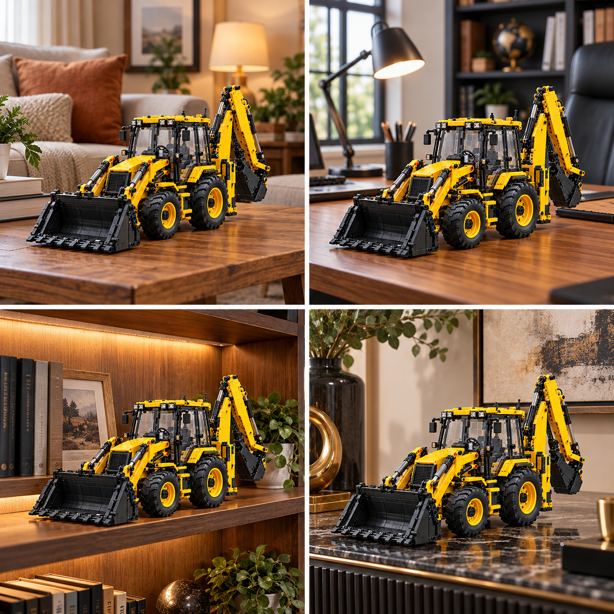 Complete yellow and black 3CX Sitemaster backhoe loader building model