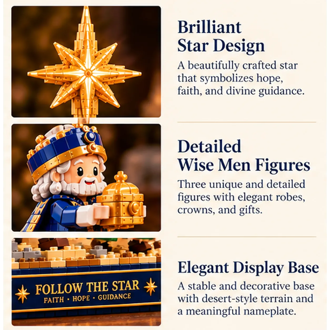 Follow the Star product details showing the star, wise men and display base