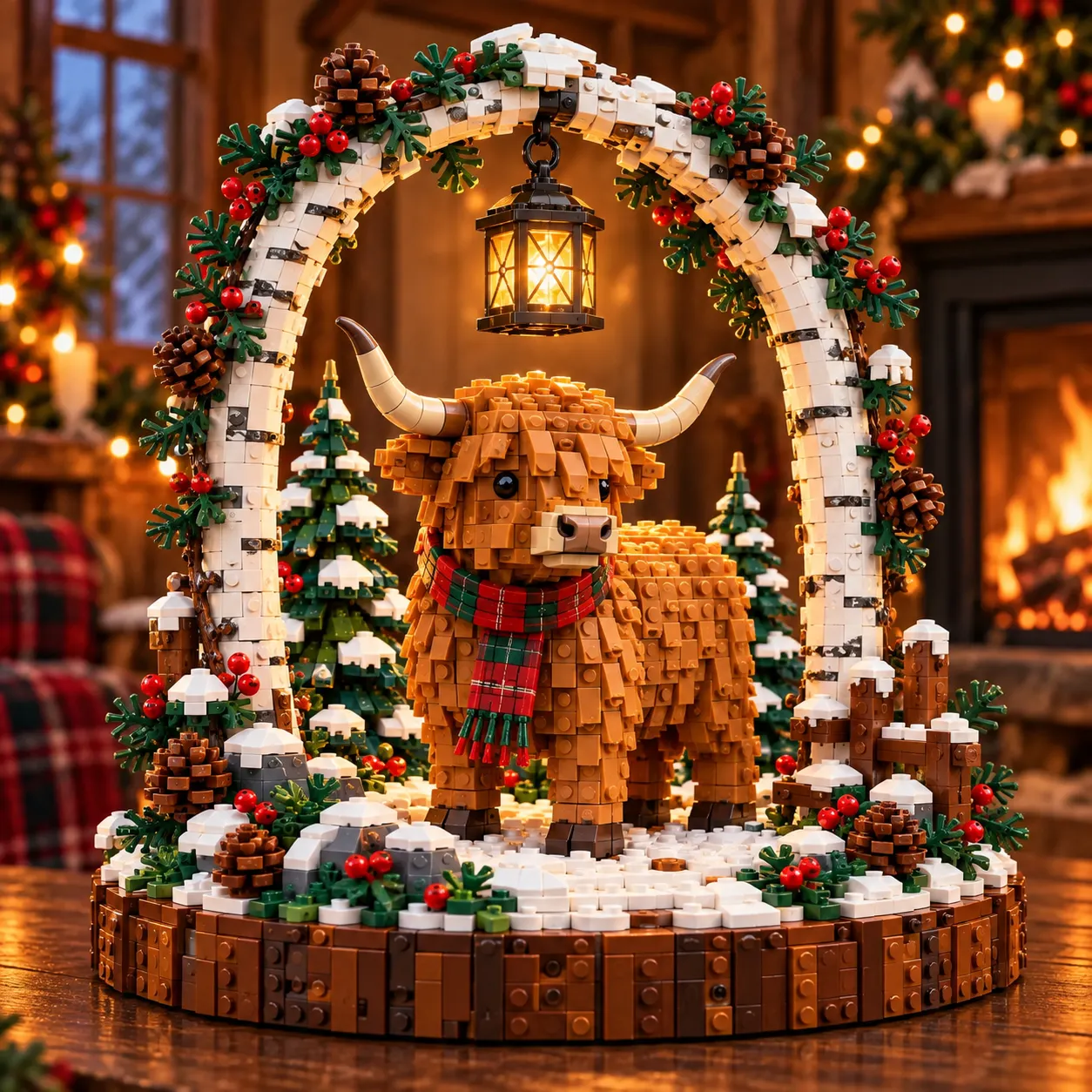 Completed Christmas Highland Cow winter scene