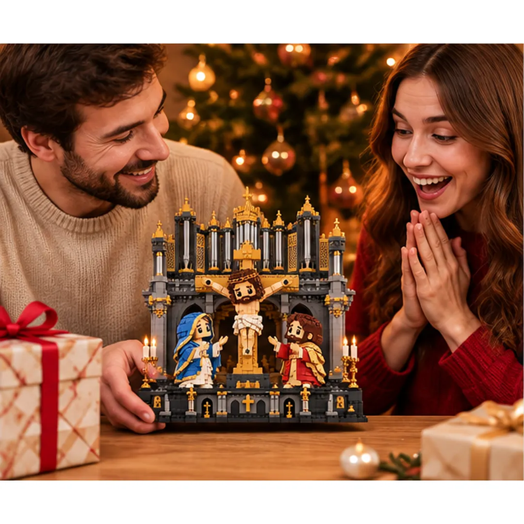 Crucifixion Cathedral building set displayed at home