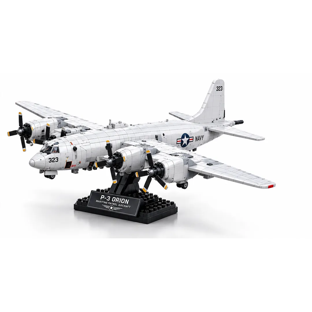 Builder assembling four-engine maritime patrol aircraft model