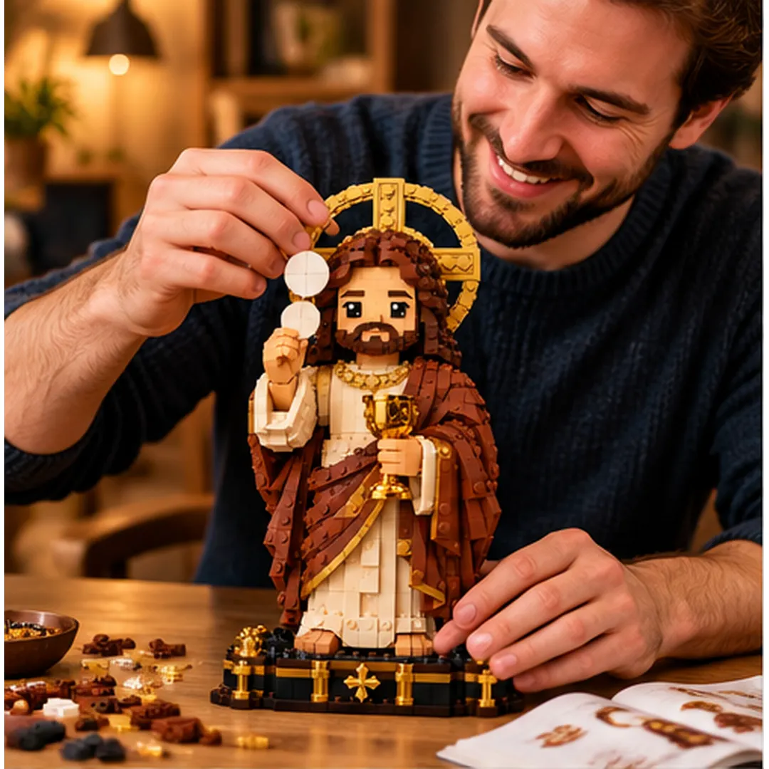 Building the Jesus Eucharist Brick Display