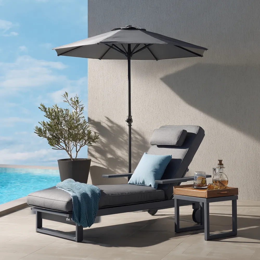 Gartenliege Aluminium 200x65 cm - Grau - Verstellbar