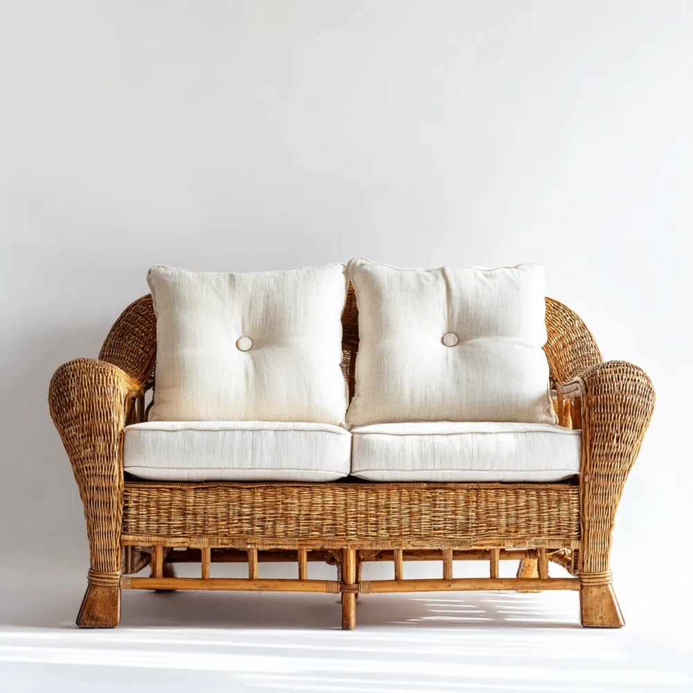 2-Sitzer-Sofa aus Rattan - 140x85x78 cm - Natur/Beige im Vintage-Stil