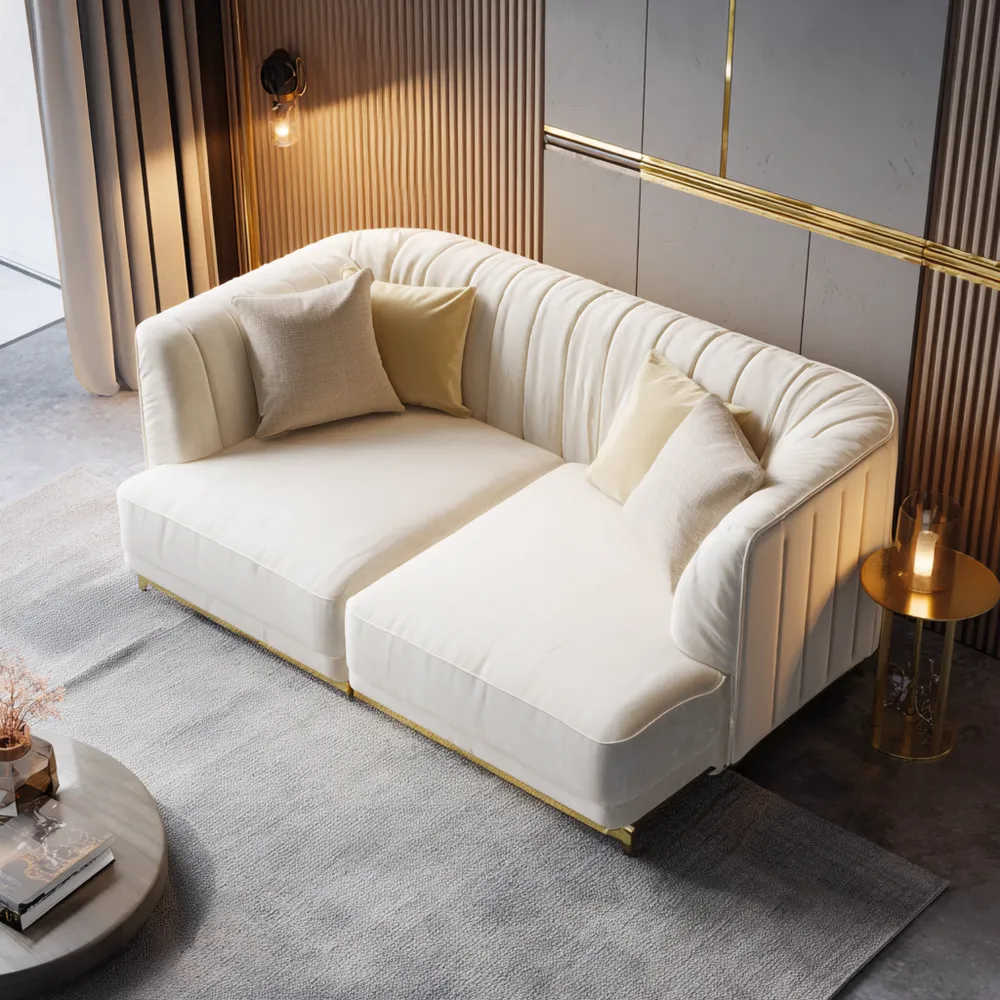 Modernes 2-Sitzer-Sofa Stoffpolster 160x85x75 cm - Cremeweiß