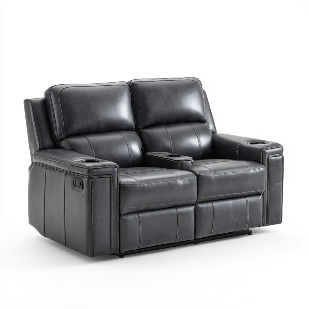 2-Sitzer Sofa aus Kunstleder Dunkelgrau mit Relaxfunktion 150x90x100 cm