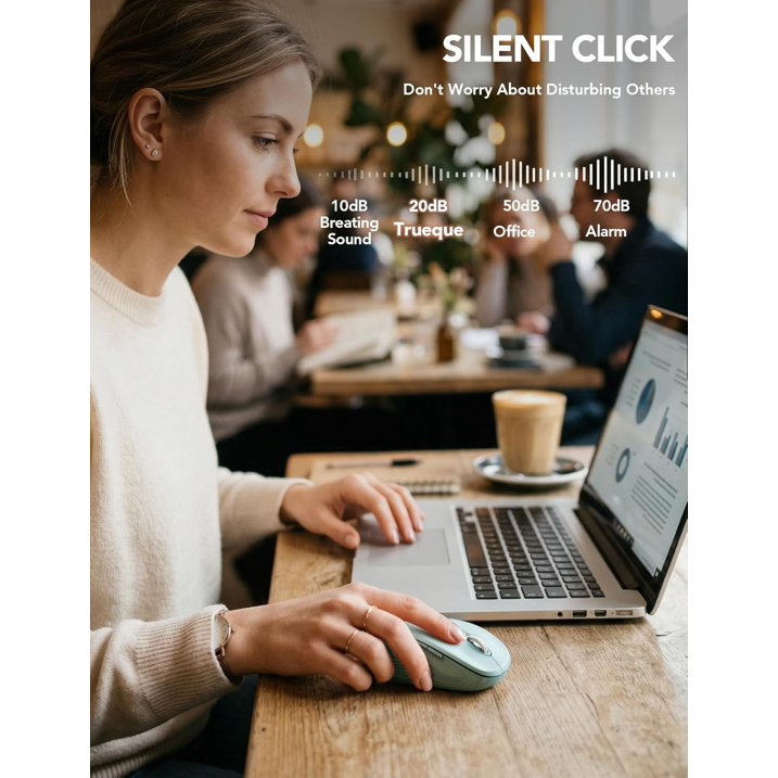 Souris informatique sans fil ergonomique silencieuse, 3 niveaux de DPI – bleu