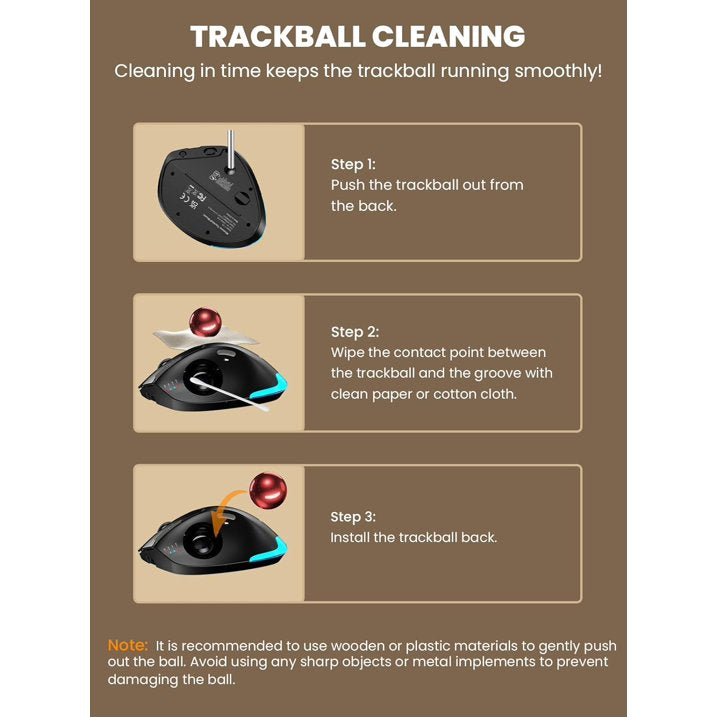 Souris trackball ergonomique sans fil rechargeable silencieuse – rouge