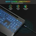Clavier sans fil ergonomique rechargeable rétroéclairé avec repose-poignets avec support pour téléphone, 2,4 GHz – noir