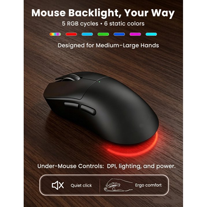 Ensemble clavier et souris sans fil ergonomique rechargeable rétroéclairé RGB avec repose-poignets, 4000mah, 2,4 GHz