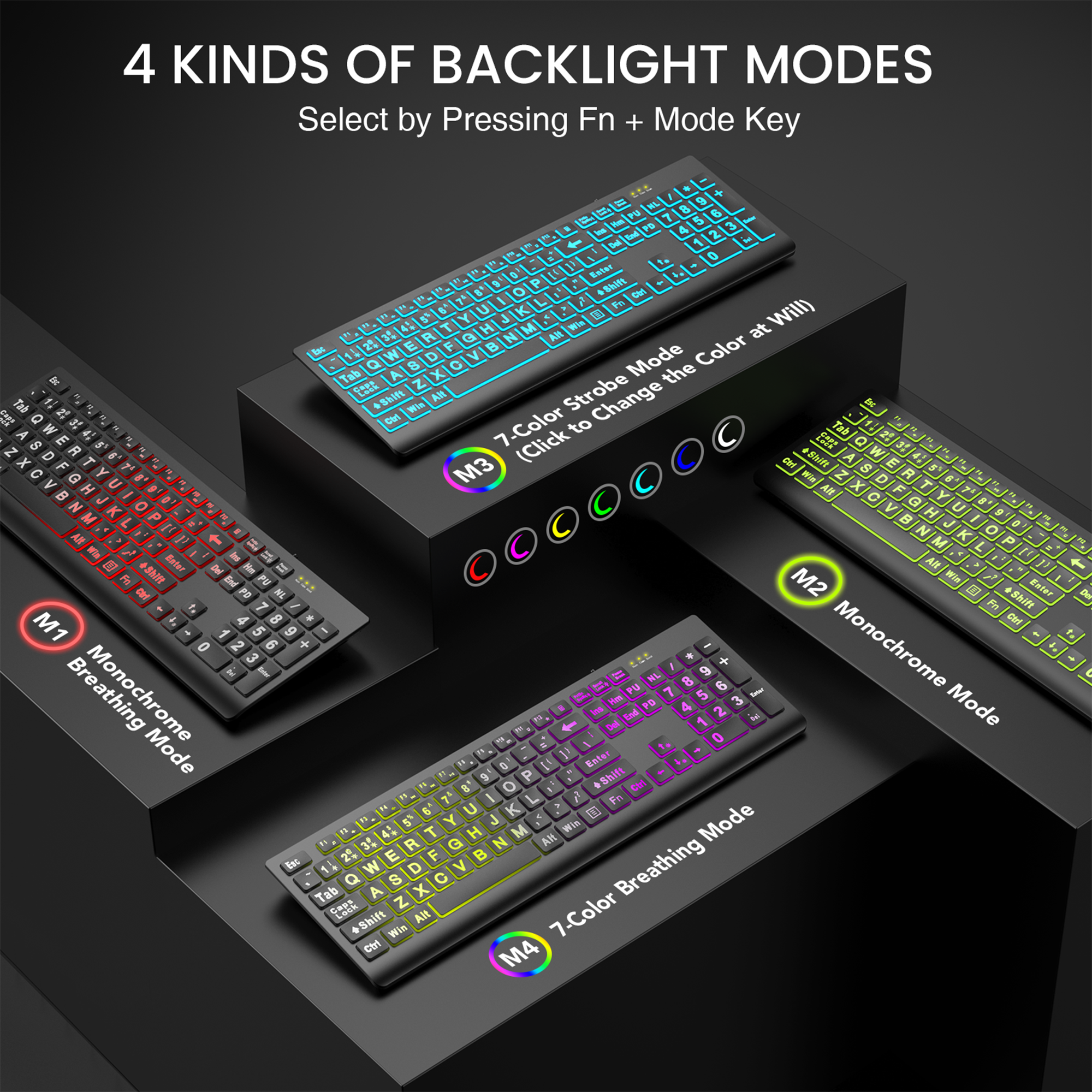 Clavier filaire ergonomique rétroéclairé à grands caractères