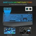 Clavier sans fil ergonomique rechargeable rétroéclairé avec repose-poignets avec support pour téléphone, 2,4 GHz – noir