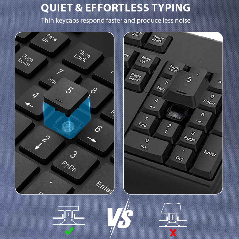 Ensemble clavier et souris sans fil ergonomique silencieux avec repose-poignets avec support pour téléphone, 2,4 GHz