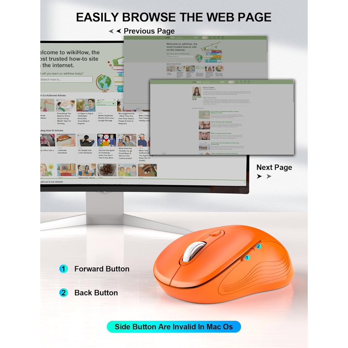 Souris informatique sans fil ergonomique silencieuse, 3 niveaux de DPI