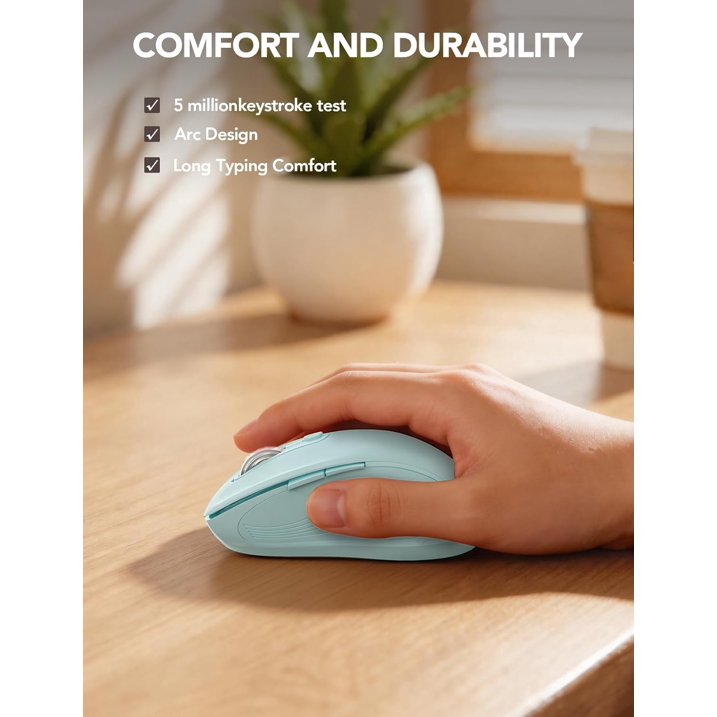 Souris informatique sans fil ergonomique silencieuse, 3 niveaux de DPI – bleu